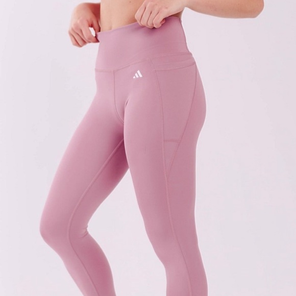 NWOT Adidas Optime Stash Pocket High Waisted 7/8 Leggings in Dusty Rose Size M - Picture 3 of 6